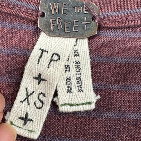 We the Free Oversized Maroon Striped Sleeveless T Shirt XS - Picture 6 of 7